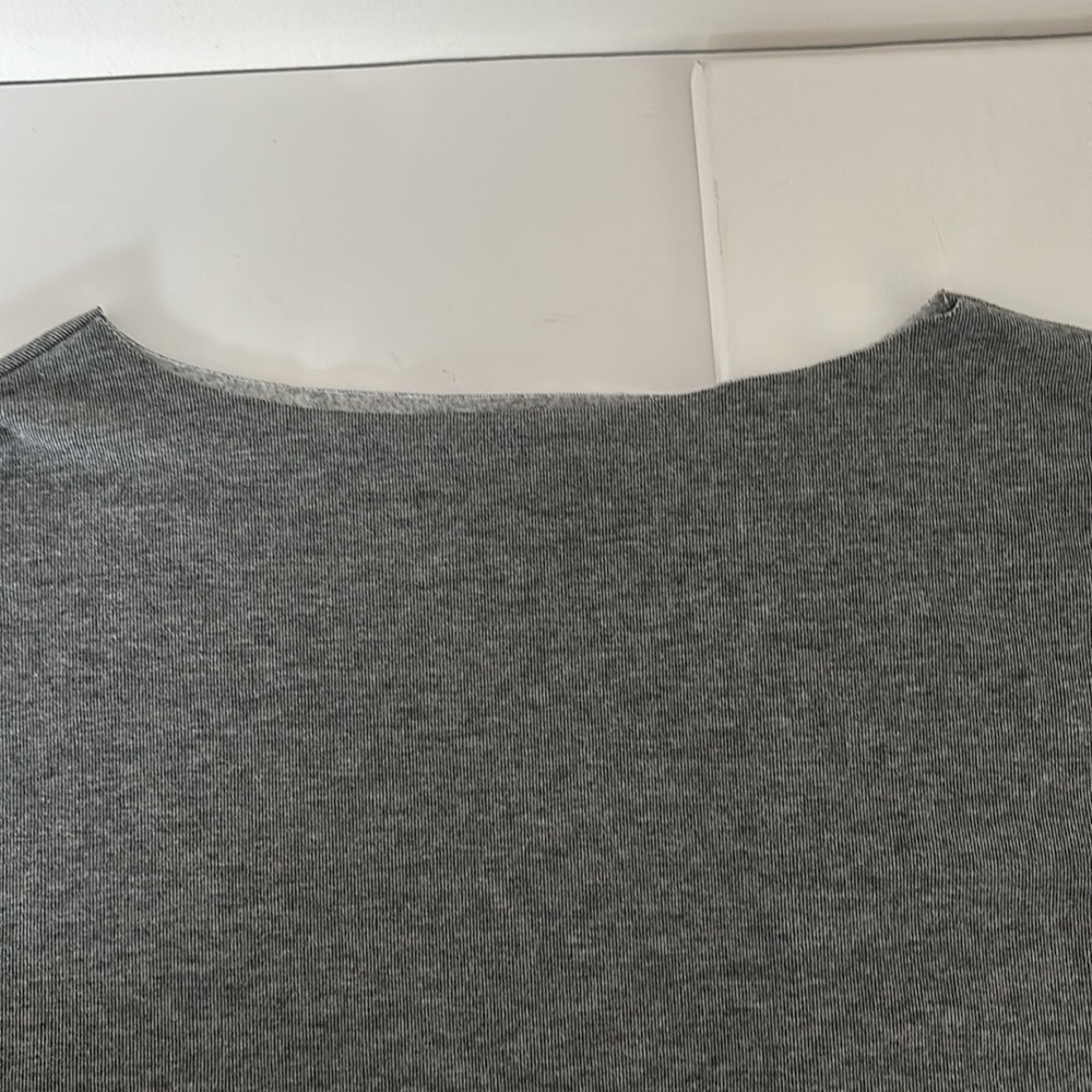 Oversized Gray Sweatshirt M Off Shoulder Raw Neckline Cozy Casual Retro Inspired - Picture 11 of 13
